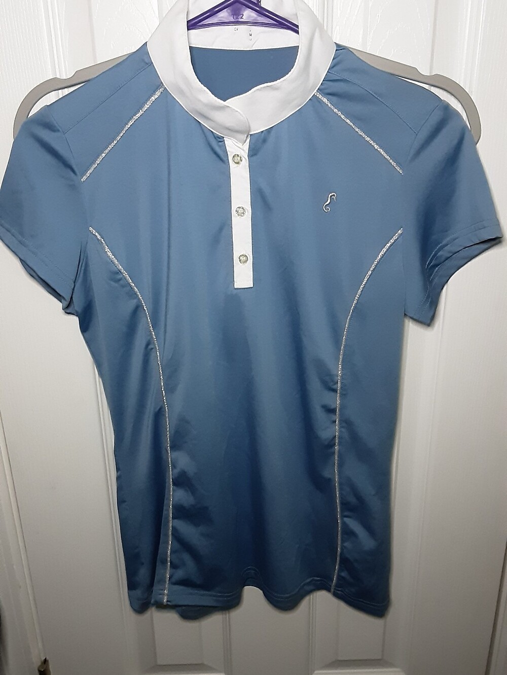 Women’s Light Blue Equestrian Riding Shirt - Picture 3 of 6